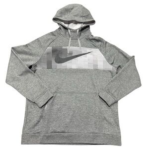 Nike Dri-Fit Men's Therma Performance Fleece Hoodie Gray Black Logo Size Large